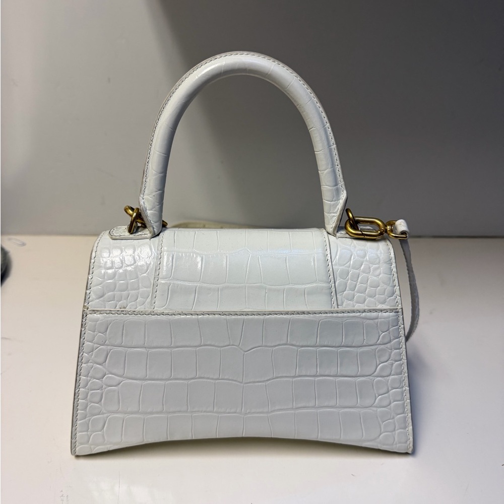 Balenciaga White Croc-Effect Leather Satchel - Picture 6 of 6